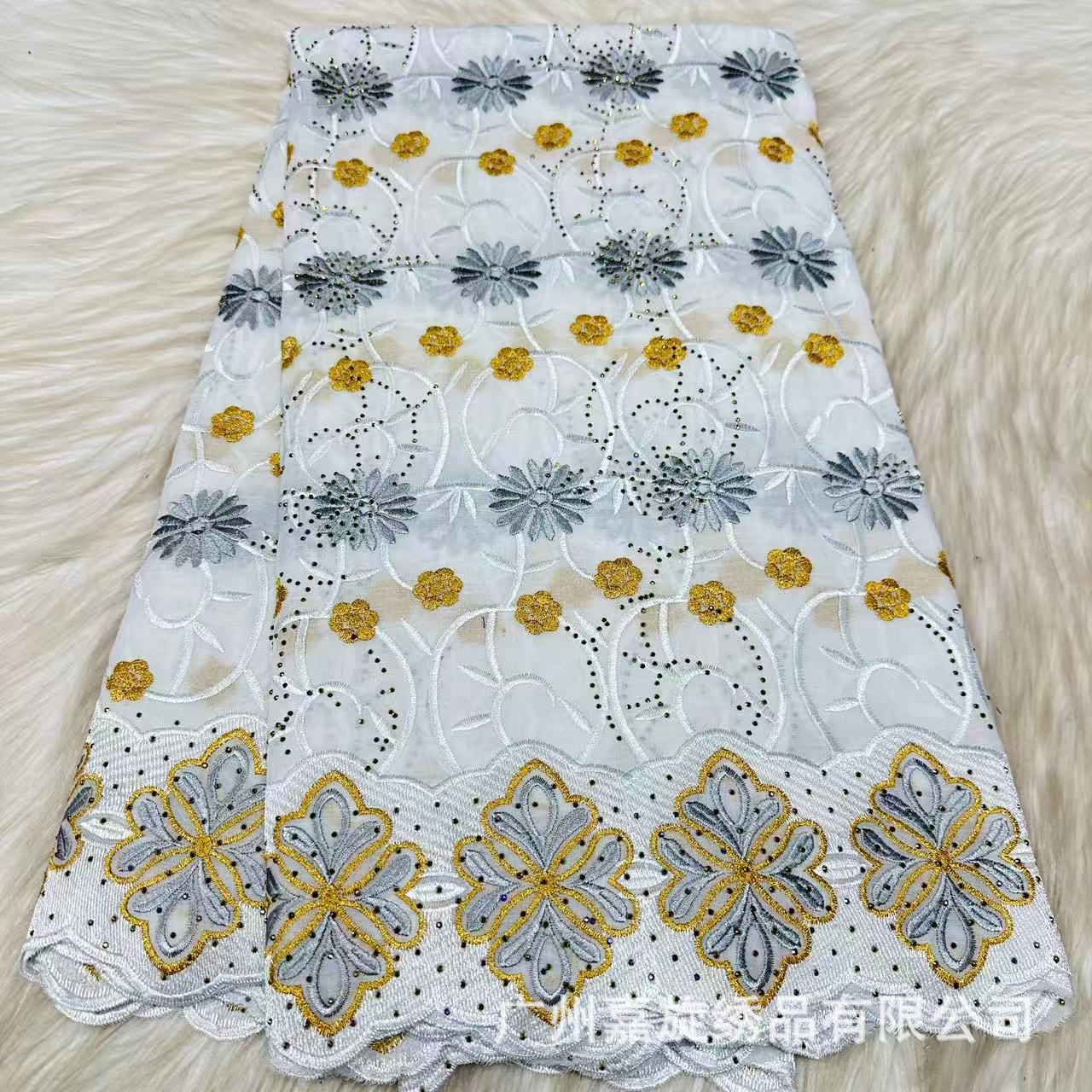 Tejido nigeriano soluble en agua flor floral suizo vestido de tela de encaje nigeriano tela de encaje image 7