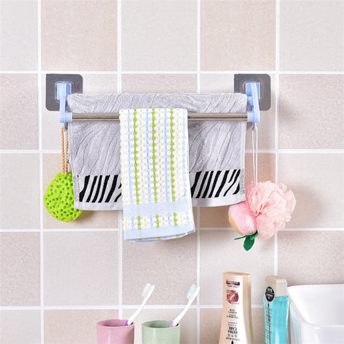 No punching double pole seamless towel rack bath towel rack bathroom toilet stainless steel hanging towel rack