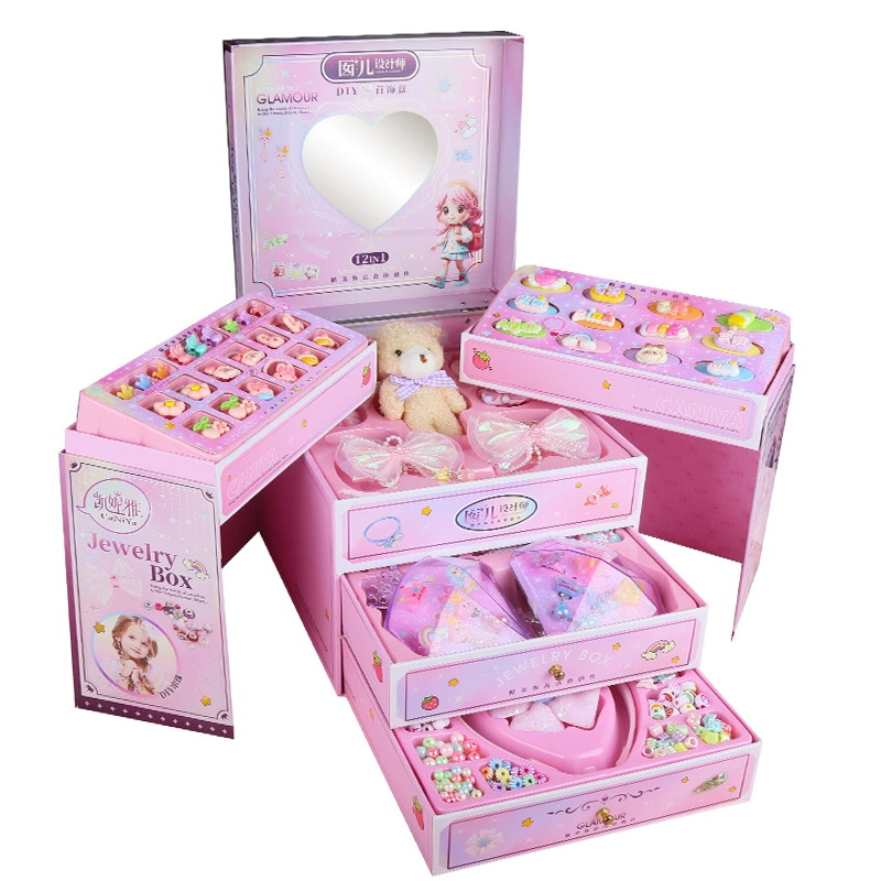 Children's Beaded Jewelry Set — DIY Necklace & Bracelet Kit, Gift Box with Accessories