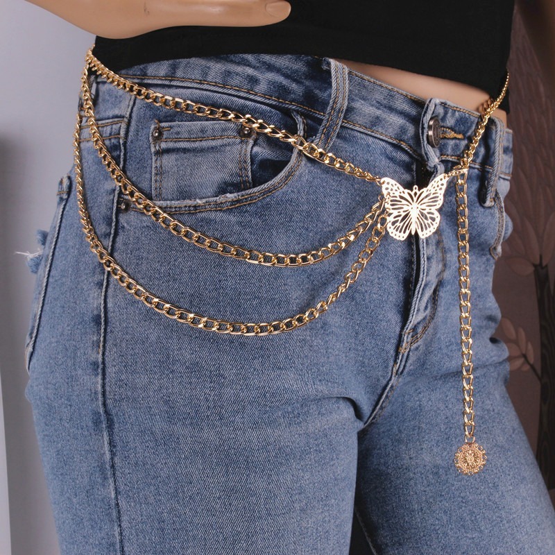 Cross-Border Creative Cut Out Butterfly Jewelry, Hip-Hop Retro Tassel Chain Waist Chain, Korean Clothing Chain Accessories