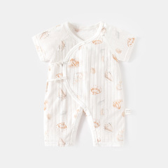 新生兒短袖長褲連體衣嬰兒夏季純棉薄款無骨衣服哈衣寶寶空調服