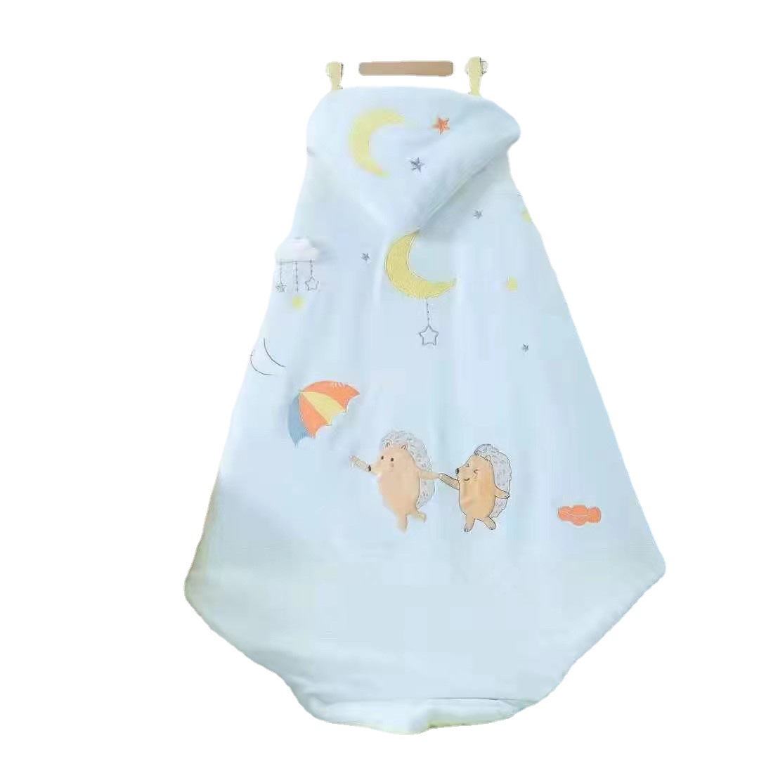 WeChat suministro directo de dibujos animados bordado manta swaddling manta al por mayor Bebé cálido algodón y engrosamiento edredón anti-kick saco de dormir