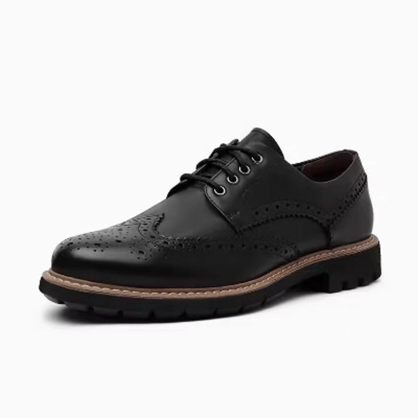 ShoeVault Brand Top Layer Cowhide Professional Men's Leather Business Elegant Gentleman Lace-up Simple Derby Shoes Customization_voghion.com