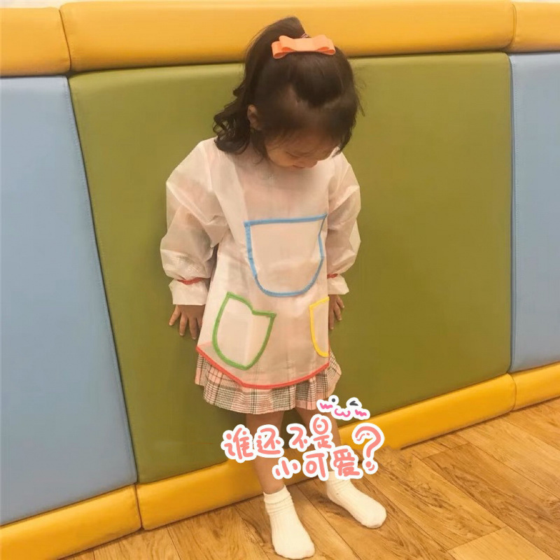 Ins Style Color Value Full Score Kindergarten Painting Clothes Children's Waterproof Cover Anti-Pigment DIY Painting Apron Anti-Dressing