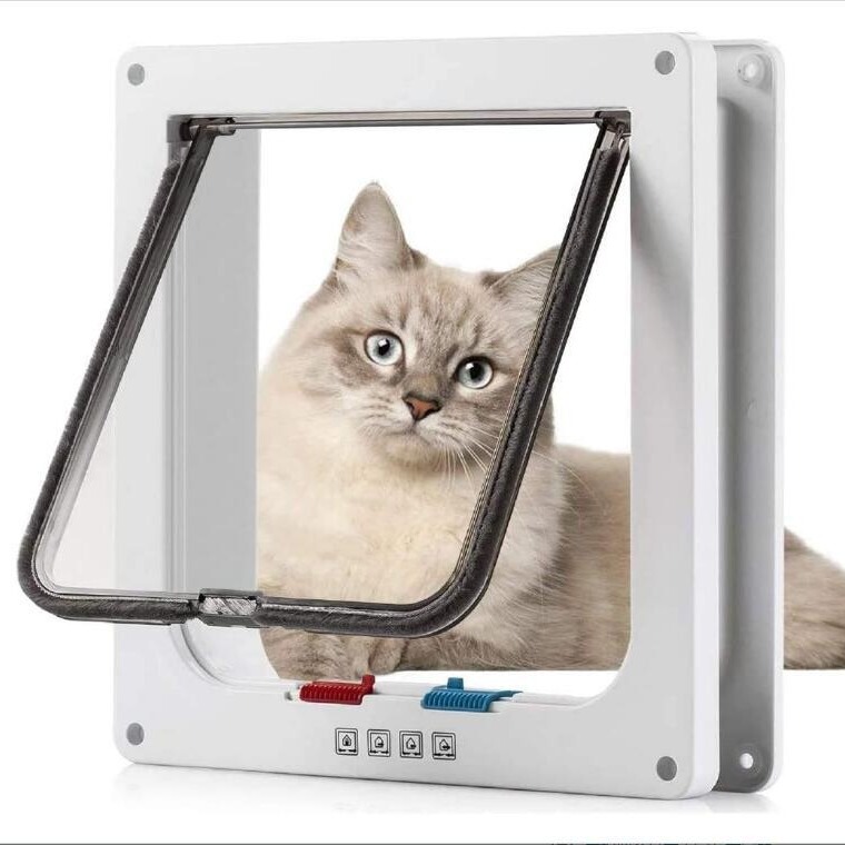 Cat Channel Abs Cat Door Dog Door Hole Free Entry and Exit Pet Door Cat and Dog House Door Accessories Pet Arbitrary Door Fan