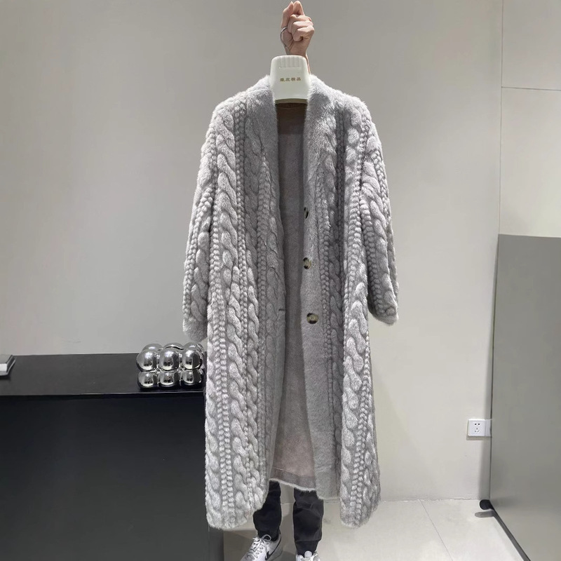 Autumn and Winter Thickened Women's Eco-friendly Fur Imitation Mink Twist Cardigan Coat Fur One-piece Plush Coat