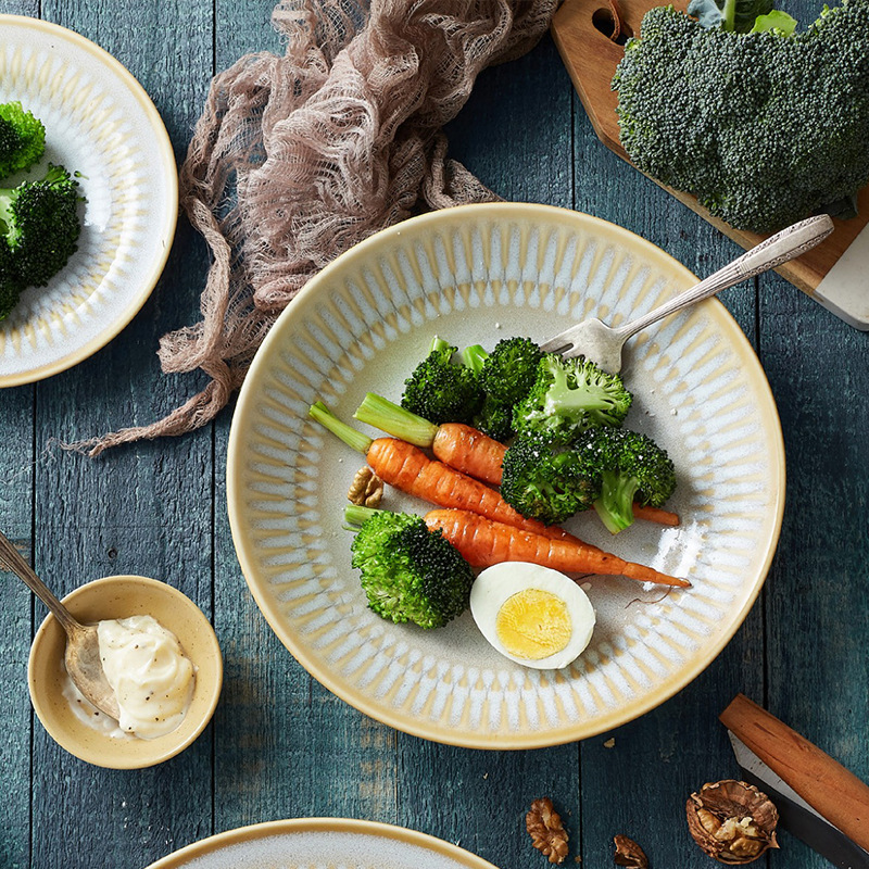 Comercio exterior transfronterizo Lusheng nueva porcelana de hueso de color liso serie retro europeo exquisito hogar vajilla plato tazón