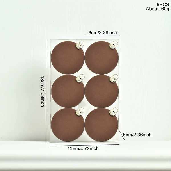 6-6PCS flocking balls-brown