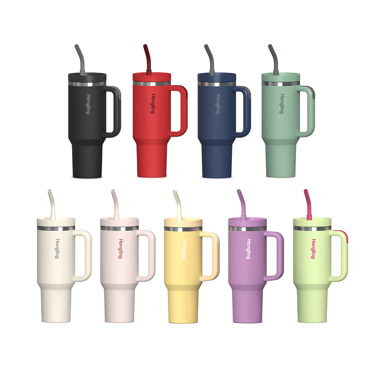 Taza de aislamiento de pajita con tapa deslizante explosiva transfronteriza Taza de coche de acero inoxidable 304 personalizada Mango de coche Taza de Bingba