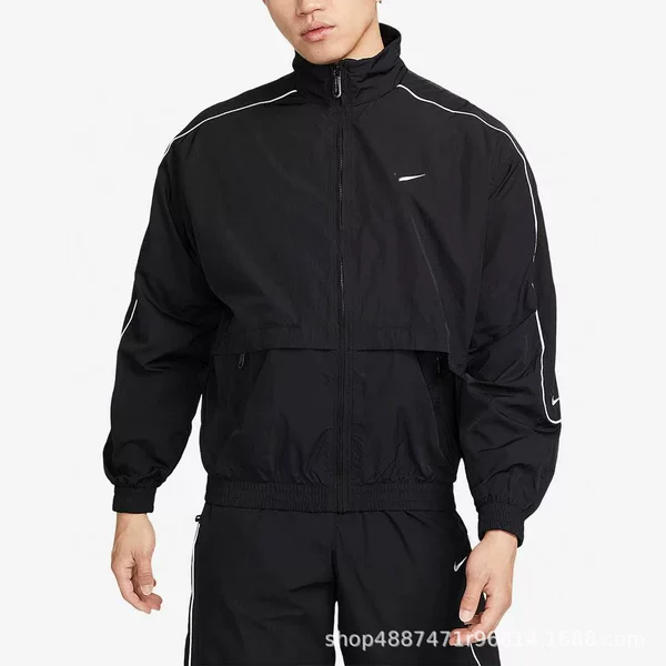 Men's windbreaker jacket set, stand-up collar sportswear, casual sports pants, trendy loose-fitting spring and autumn jacket, new style