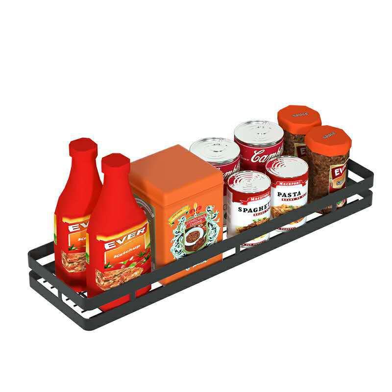 Estante para especias de acero inoxidable sin clavos, estante de almacenamiento montado en la pared, organizador de condimentos multicapa negro, combinación sin necesidad de taladrar