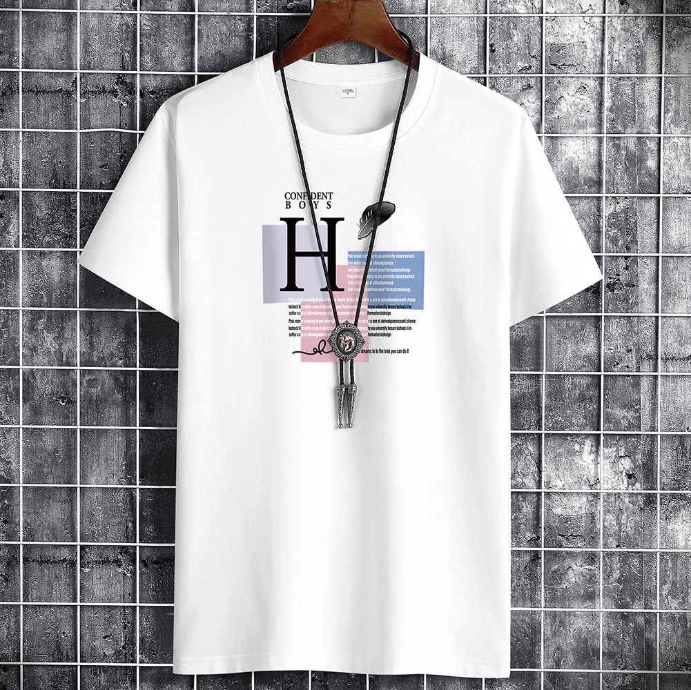 Camiseta de manga corta para hombre ropa suelta interior verano moda color sólido blanco Camiseta de manga media talla grande ropa de hombre 3004