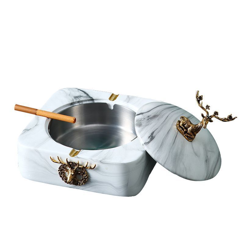 (2개) 유럽식 재떨이 거실 사무실 뚜껑 안티 플라이 애쉬 재떨이 복고풍 패션 홈 장식 장식품