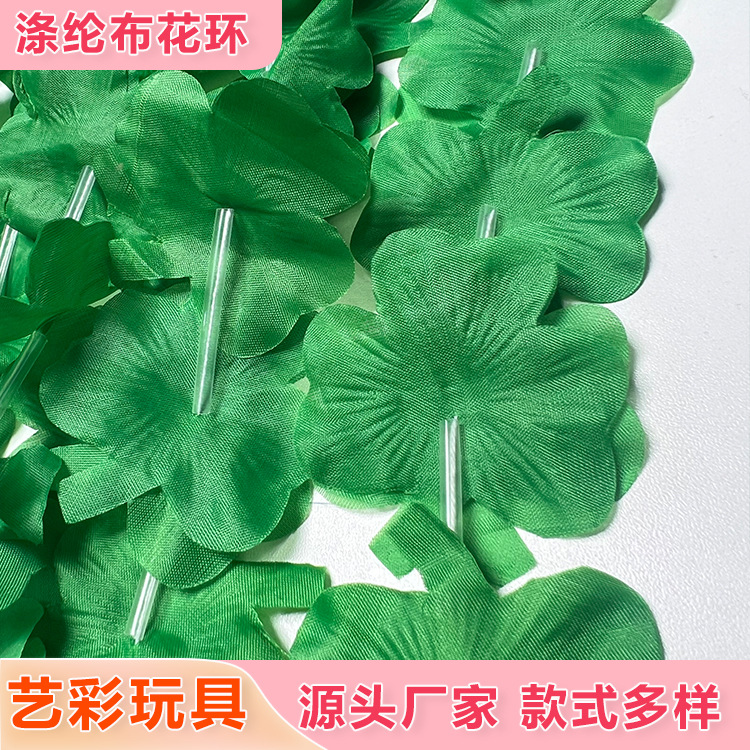 24 pares de 30 pares de pétalos de diámetro 6 cm de trébol poliéster guirlanda de tela Navidad usar guirlanda verde cuello