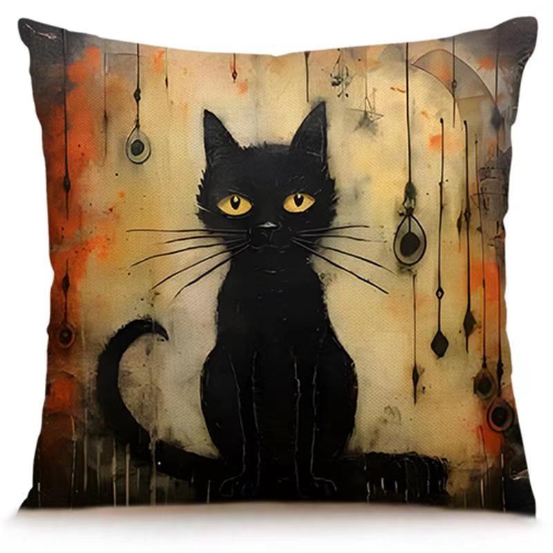 Transfronterizo Amazon Halloween impresión lino almohada cubierta bruja calabaza decoración doméstica almohada cubierta