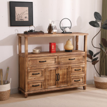 实木餐边柜置物架厨房收纳柜储物柜入户玄关柜中古斗柜客厅茶水r*