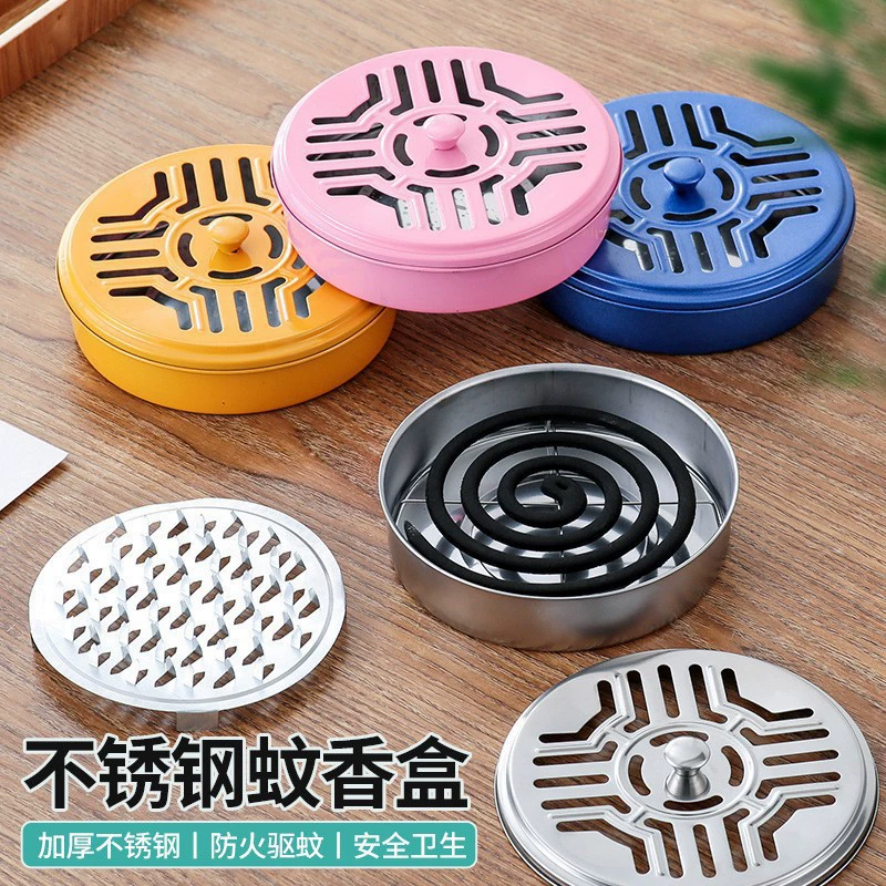 Оптовая продажа, поднос для благовоний от комаров, нержавеющая сталь, коробка для благовоний от комаров, современный поднос для благовоний от комаров, утолщенный металлический поднос для комнаты, простой с крышкой, защита от ожогов