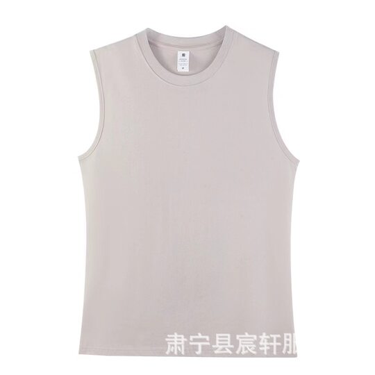 Heavy cotton 230g sleeveless T-shirt short sleeve summer solid color loose version waistband tide base shirt men's and women's vest
