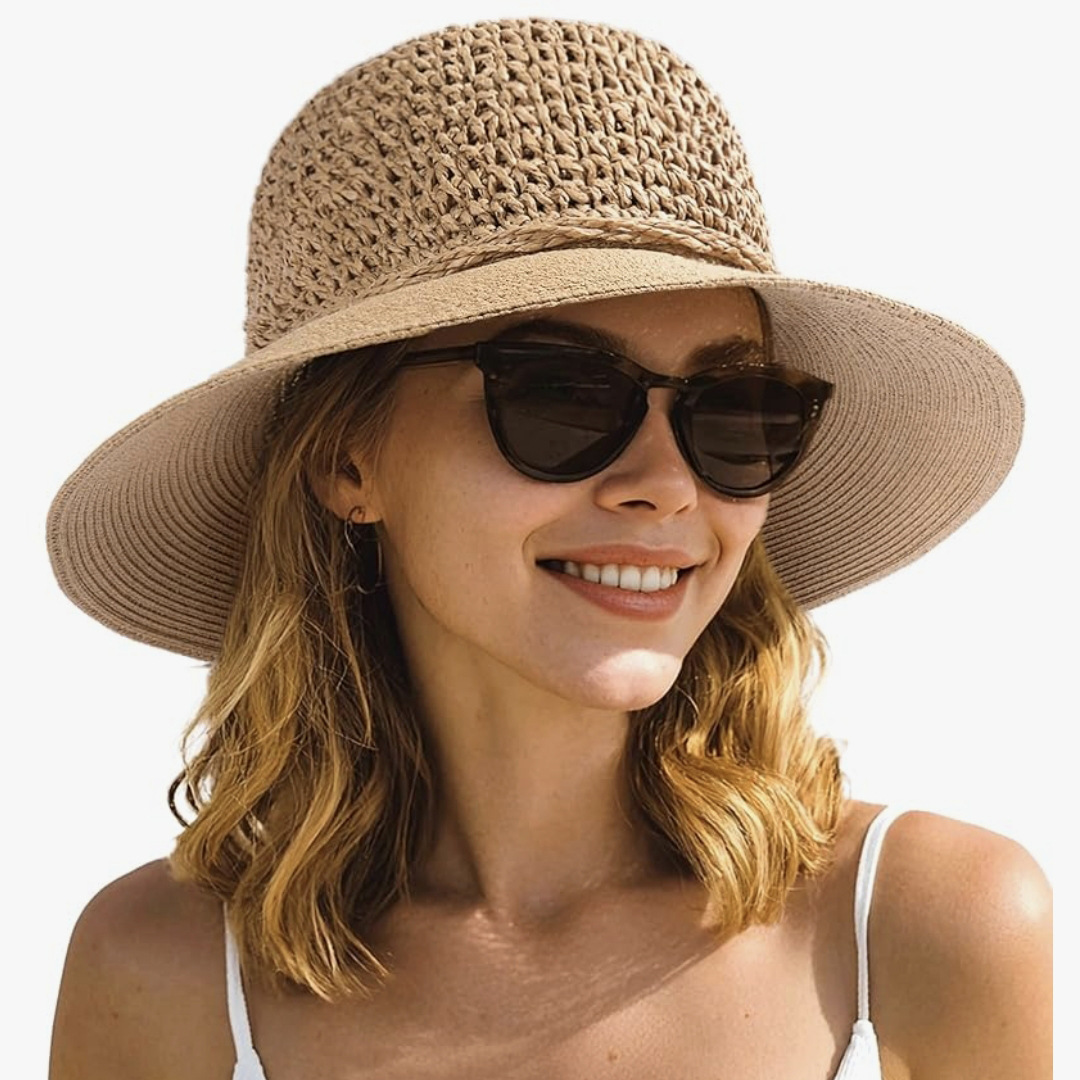 Women's Foldable Wide Brimmed Sun Protection Hat Beach Vacation Casual Streetwear Multi Patchwork Paper Straw One Size Fits Most_voghion.com
