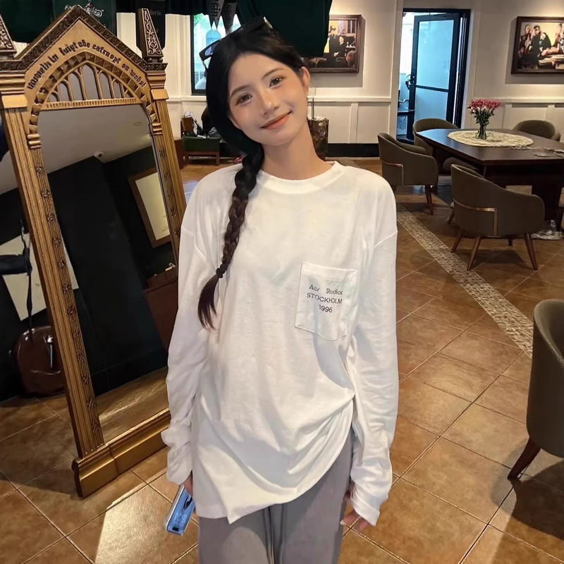 26Ss Nanyou Early Spring New Style Ac 1996 Loose Long-Sleeve Base Layer Top Casual Versatile T-Shirt for Women