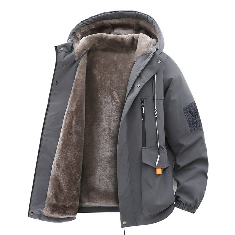 Winter Coat for Men, Fleece-Lined and Thickened, Trendy Brand Jacket, Hooded, Loose, Warm Cotton-Padded Jacket, Young Style Parka Winter Coat for Men, Fleece-Lined and Thickened, Trendy Brand Jacket, Hooded, Loose, Warm Cotton-Padded Jacket, Young Style Parka