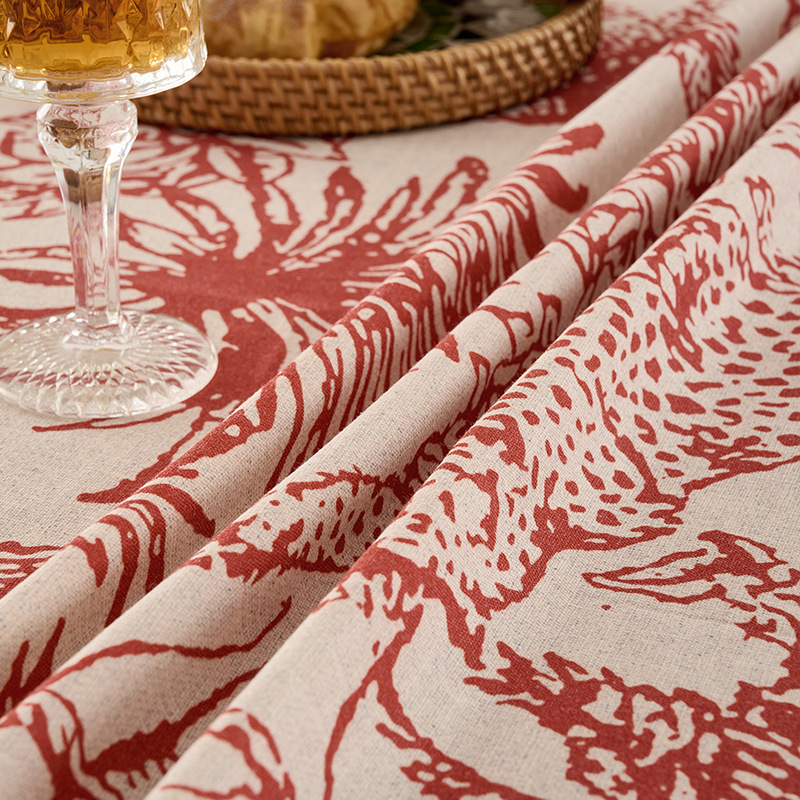 Nuevo producto impermeable tela de mesa de algodón poliéster personalizado transfronterizo grueso tela de mesa de mesa de Año Nuevo grueso toallas de mesa de mesa