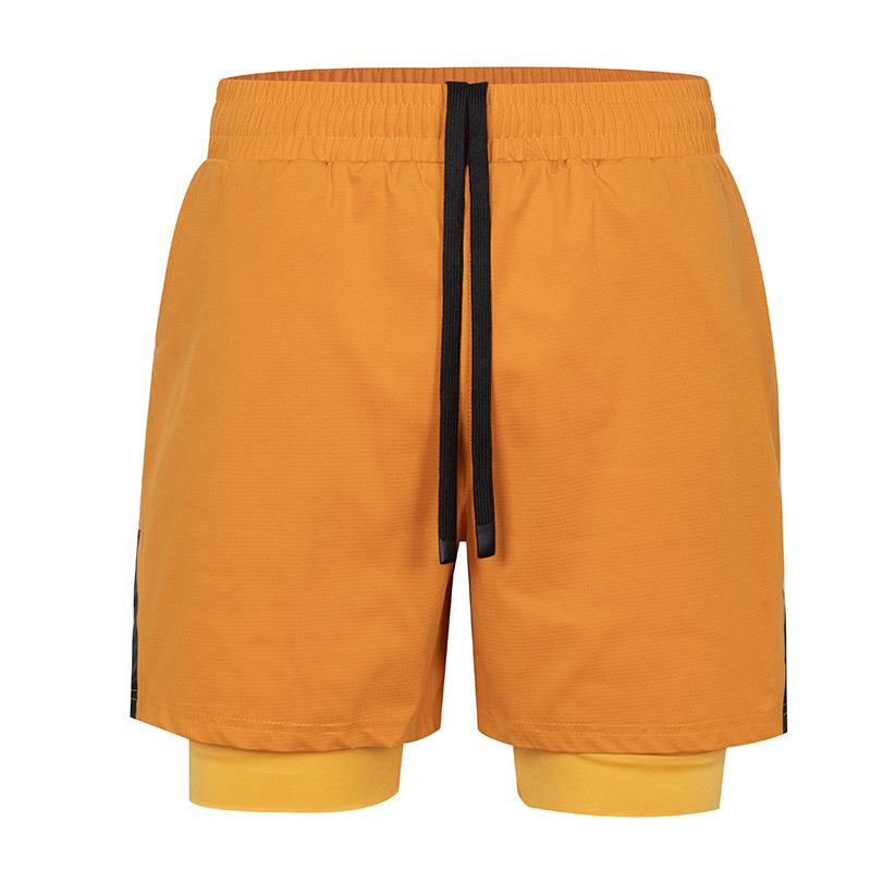 Crazy Muscle Two-in - One Pantalones cortos deportivos para hombres entrenamiento de correr acondicionamiento físico rápido secado pantalones deportivos de cuadrados pequeños para hombres verano