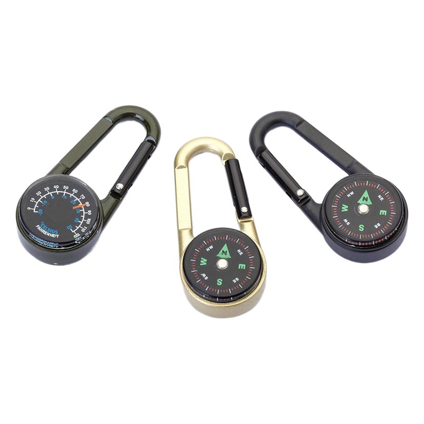 Source Manufacturer Dc27 Zinc Alloy Double-Sided Compass Thermometer Multi-Functional Outdoor Carabiner Directional Compass
