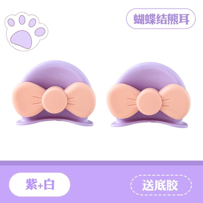 Ears Cat Ears Electric – Motosiklet dəbilqələri - bear-ears-bow-purple-pink-free-traceless-glue