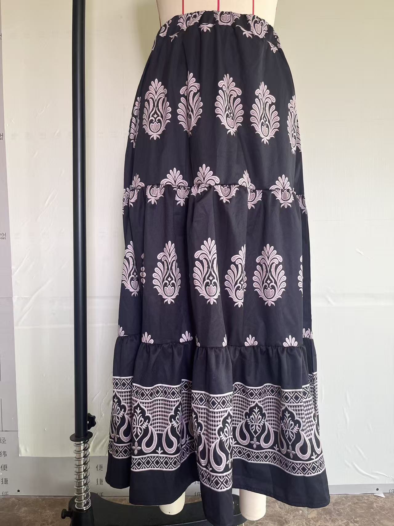 Bohemian Style Women's Spring And Summer High-waisted Printed A-line Skirt, Casual Beach Vacation Floral Long Skirt_ecoleips.com
