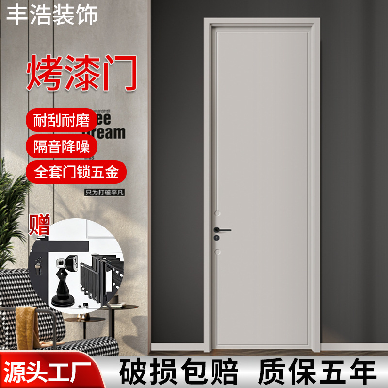 深黑色胡桃木扣线工艺木门中东现代简约风格木门外贸烤漆室内门