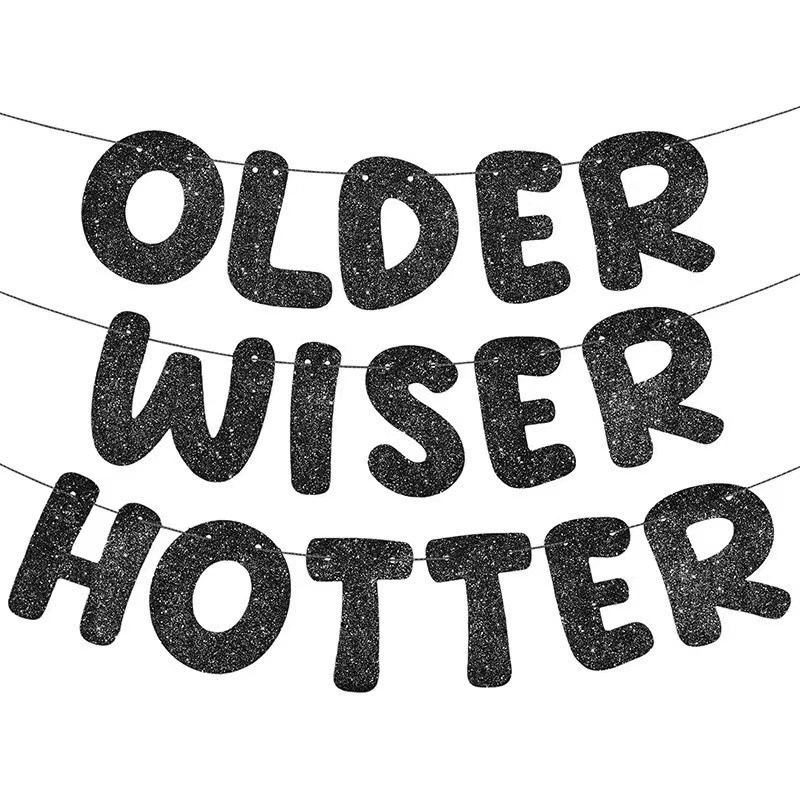 OLDER WISER HOTTER блеск розовые буквы
