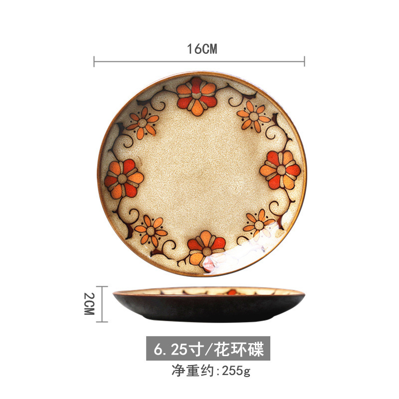 創意的な手描きの釉薬の下で色彩の陶磁器の皿の家庭用の野菜の皿の冷たい野菜の皿の果物のお菓子の皿の6寸は骨の皿のかすの皿を吐きます。|undefined