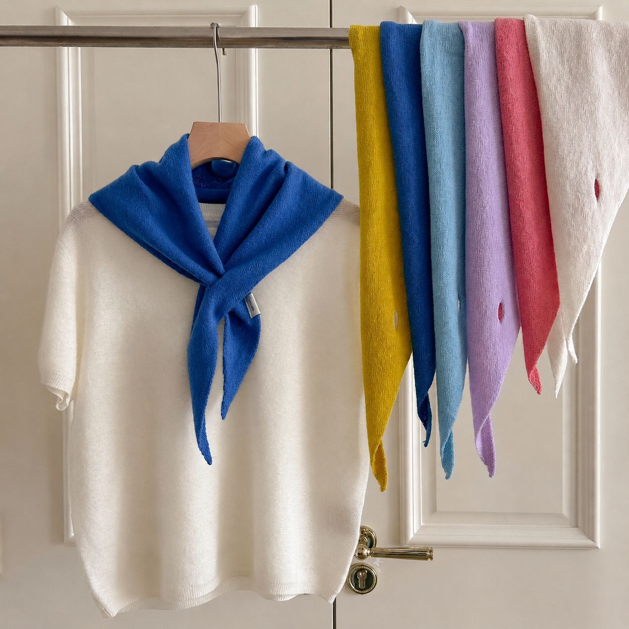 100% Australian Wool Triangle Scarf, Solid Color Shawl for Women, Thin Summer Outerwear, Korean Style Multifunctional Cape, Small Capelet