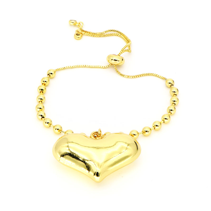 Copper 18K Gold Plated Casual Exaggerated Heart Shape Bracelets display picture 5