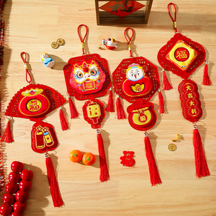 2025 New Year Decoration Fortune Pendant Year of the Snake Spring Festival Gate Plush Hanging Festive New Year Decoration Supplies Wholesale