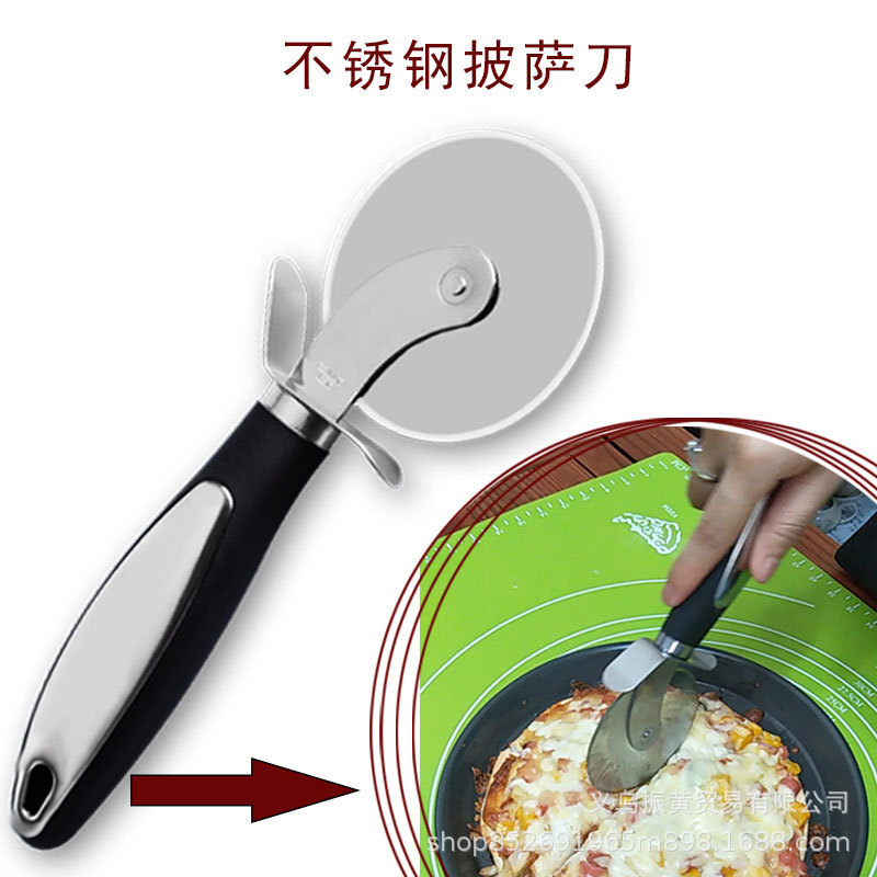 undefined3 Large Stainless steel pizza Pizza Pisa Round knife rotate wheel Cake knife Cake baking toolundefined