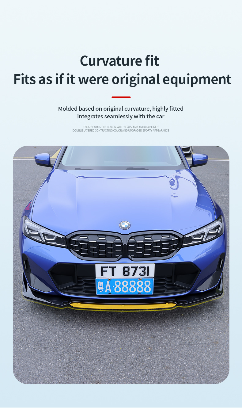 Factory direct sales universal car front spoiler, four-section thickened front corner protector, universal front lip small body kit, protective panel modification