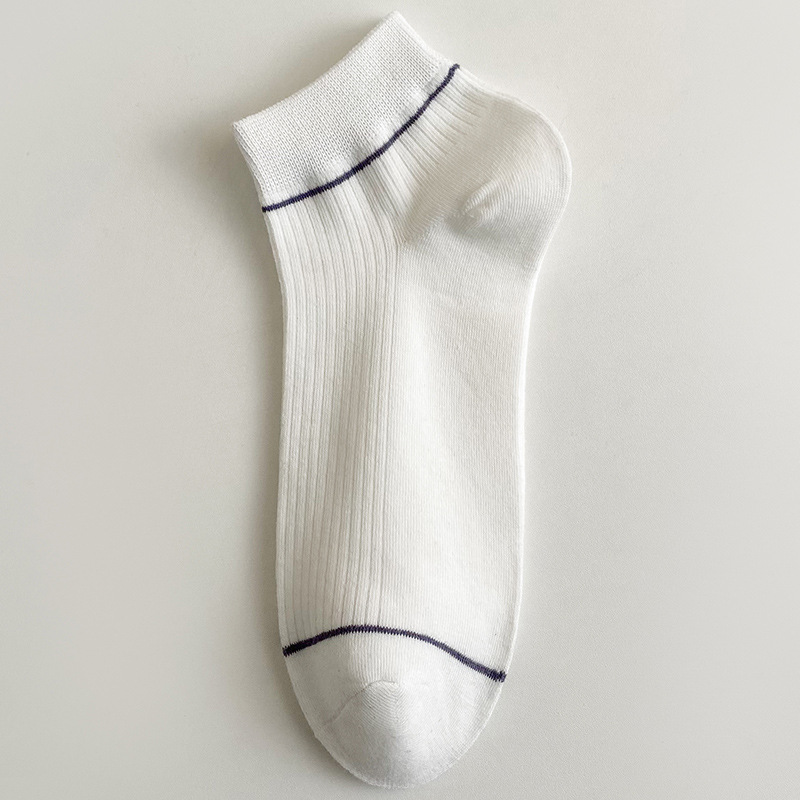 Calcetines finos de algodón puro absorbentes del sudor y sin olor para hombre, calcetines deportivos transpirables de longitud media, calcetines casuales a rayas de color sólido para verano y otoño