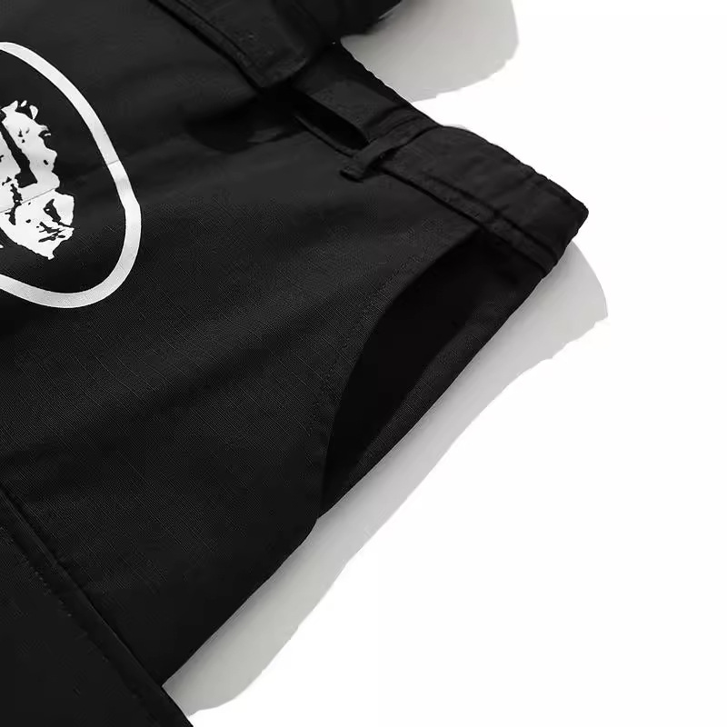 Alta calle suelta casual impreso multi-Bolsillo pantalones cortos