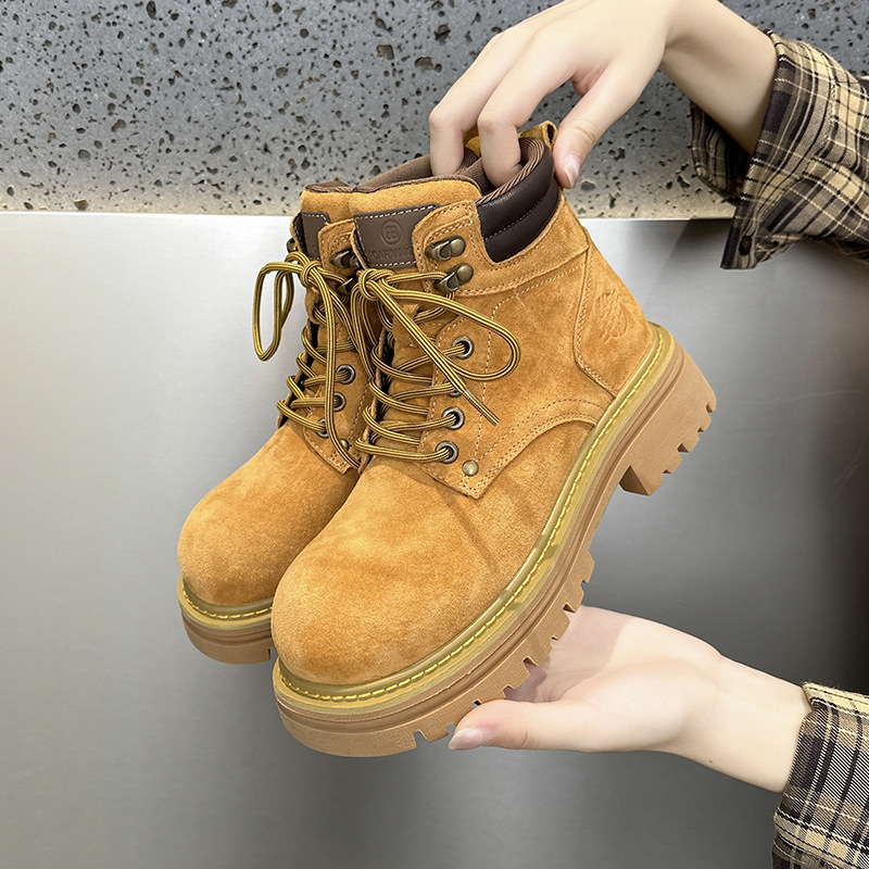 Boots for Women 2025 New British Style Rhubarb Boots for Women Autum Small Thick-Soled Outdoor Sports Short Boots Boots for Women 2025 New British Style Rhubarb Boots for Women Autum Small Thick-Soled Outdoor Sports Short Boots
