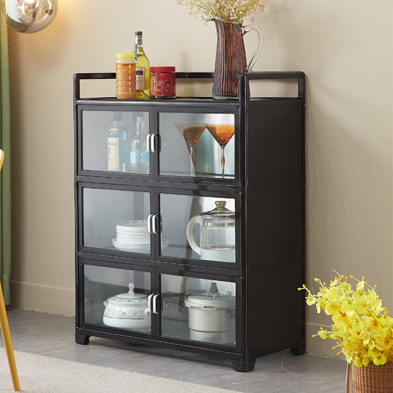 餐边柜铝合金收纳柜子碗柜家用厨房橱柜多功能经济型储物柜置Tω