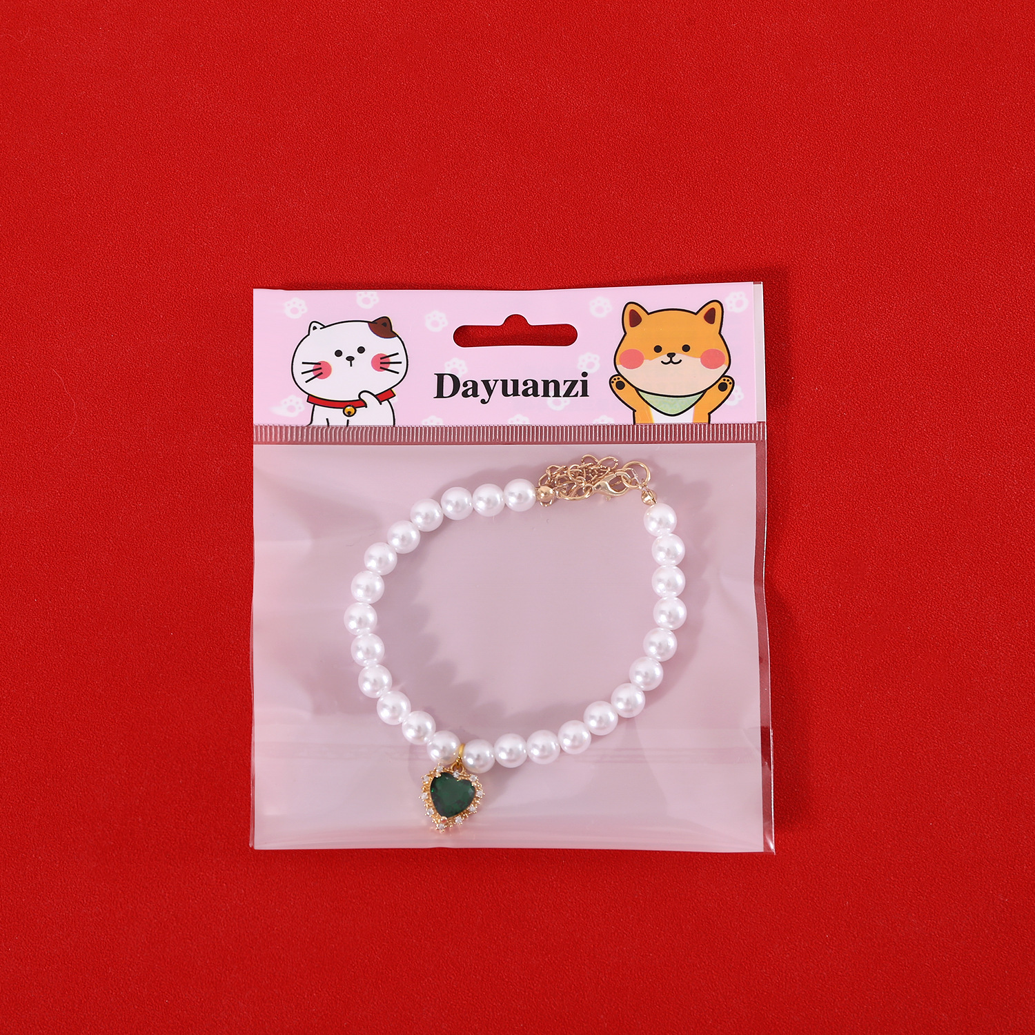 Perla ajustable para mascotas gatos perros conejos amor collar de diamante zircón collar de cumpleaños comercio exterior collar