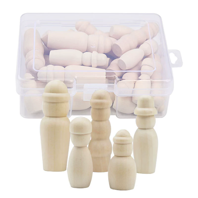 Популярный семейный набор в штучной упаковке, натуральный цвет дерева, маленькие деревянные фигурки, креативные детские развивающие окрашенные деревянные фигурки «сделай сам»
