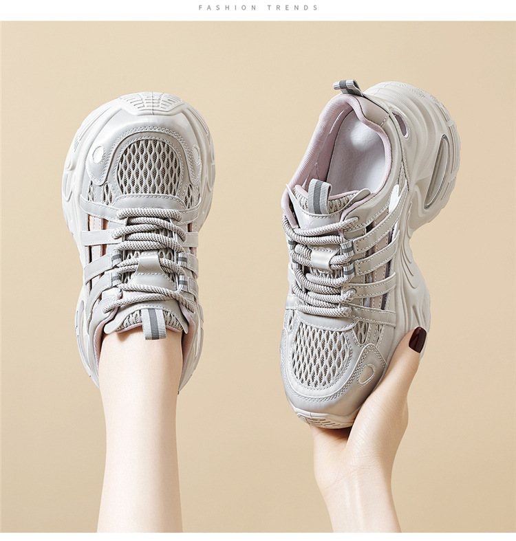 Giày sneaker nữ đế dày lưới thoáng khí phong cách thể thao gót 5 cm — 7234 bột sâm panh cao gót 5cm, 7234 gót trắng cao 5cm chi tiết 5