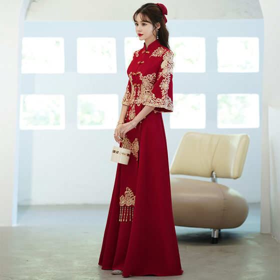 909 plus size Toasting Dress Dress 2024 New Bridal Cheongsam Chinese Style Huimen Dress Wedding Engagement Toasting Dress