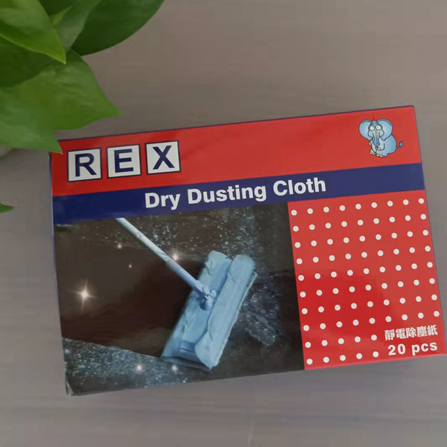 英文居家清洁20片装地板静电除尘纸拖把替换巾 地板除尘干巾批发