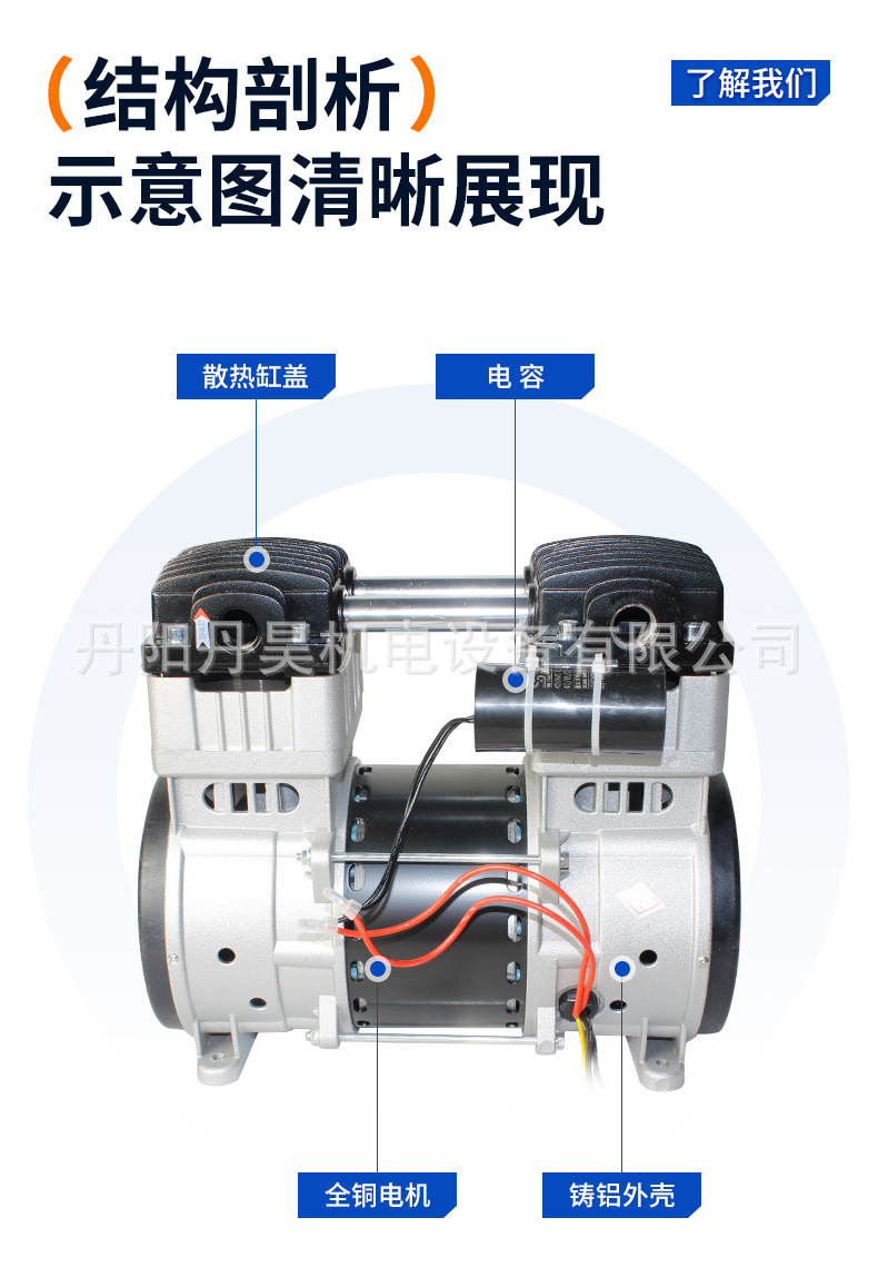 Danhao Electromechanical Oil-Free Maintenance-Free Air Compressor Ol1500 Piston Large Flow Booster Air Pump Silent Compressor