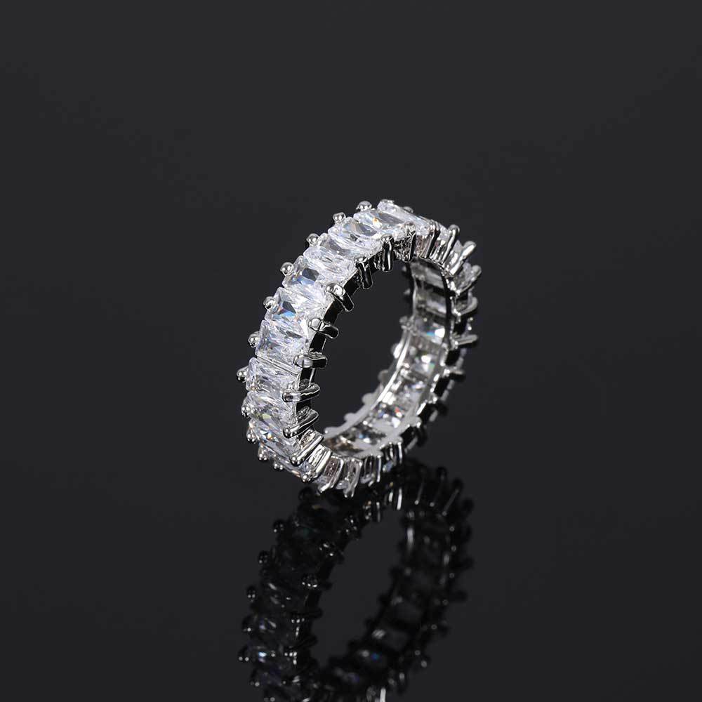 Personalized Single Row Cubic Zirconia Hip Hop Ring Gold Plated_voghion.com