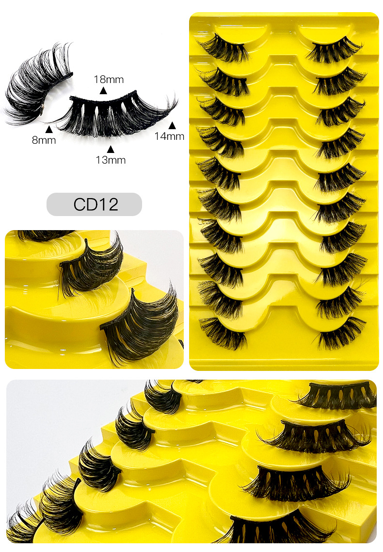 European and American cross border hot selling 10 pairs of chemical fiber half eye false eyelashes natural simulation thick curled eyelashes wholesale_voghion.com